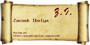 Zacsek Ibolya névjegykártya